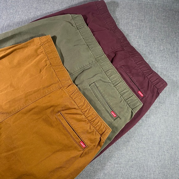 Lot of 3 Levis XX Chino Jogger Pants Mens Large Brown Elastic Waist Trousers - Picture 1 of 14
